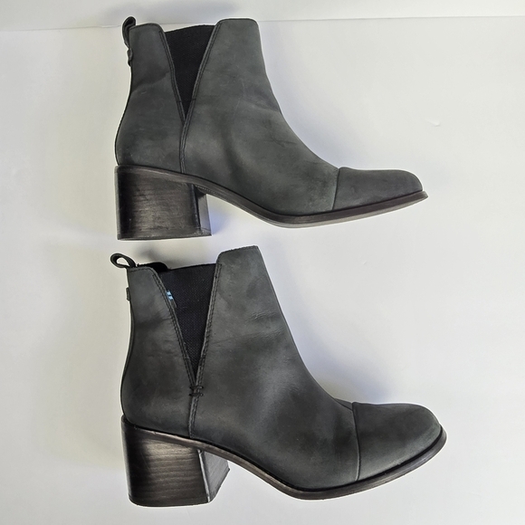 TOMS Esme Leather Ankle Boots Booties Black Womens size W9 - Picture 6 of 16